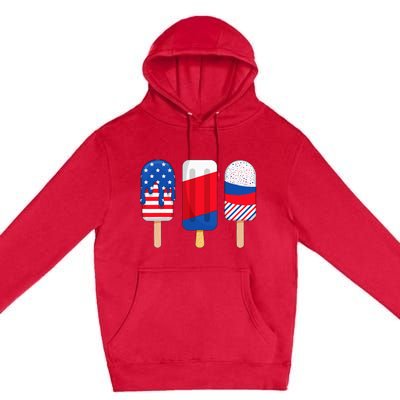 Funny Patriotic Wo 4th Of July Ice Cream Pop Premium Pullover Hoodie