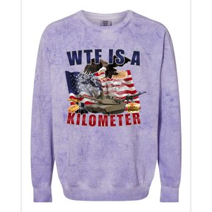 Funny Political Wtf Is A Kilometer Usa American 4th Of July Colorblast Crewneck Sweatshirt