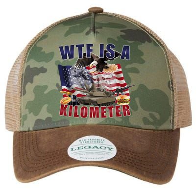 Funny Political Wtf Is A Kilometer Usa American 4th Of July Legacy Tie Dye Trucker Hat