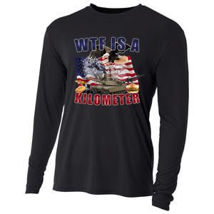 Funny Political Wtf Is A Kilometer Usa American 4th Of July Cooling Performance Long Sleeve Crew