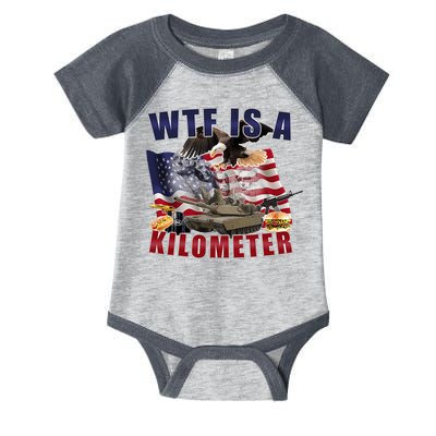 Funny Political Wtf Is A Kilometer Usa American 4th Of July Infant Baby Jersey Bodysuit