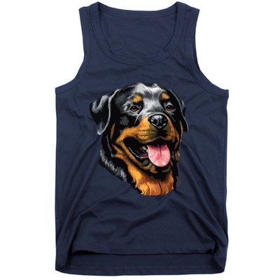 Face Portrait Watercolor Painting Rott Cool Dog Rottweiler Tank Top