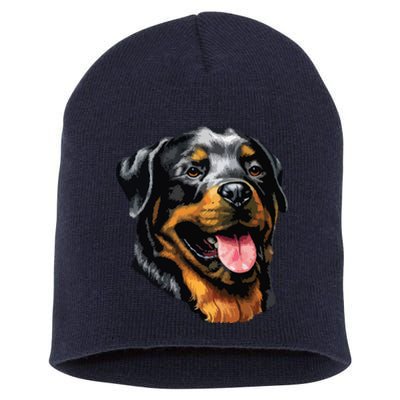 Face Portrait Watercolor Painting Rott Cool Dog Rottweiler Short Acrylic Beanie