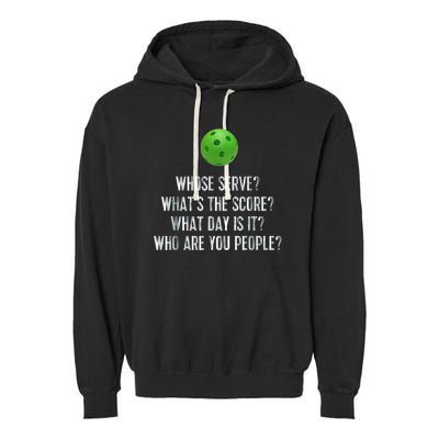 funny pickleball whose serve league pickleball team Garment-Dyed Fleece Hoodie