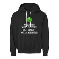 funny pickleball whose serve league pickleball team Garment-Dyed Fleece Hoodie