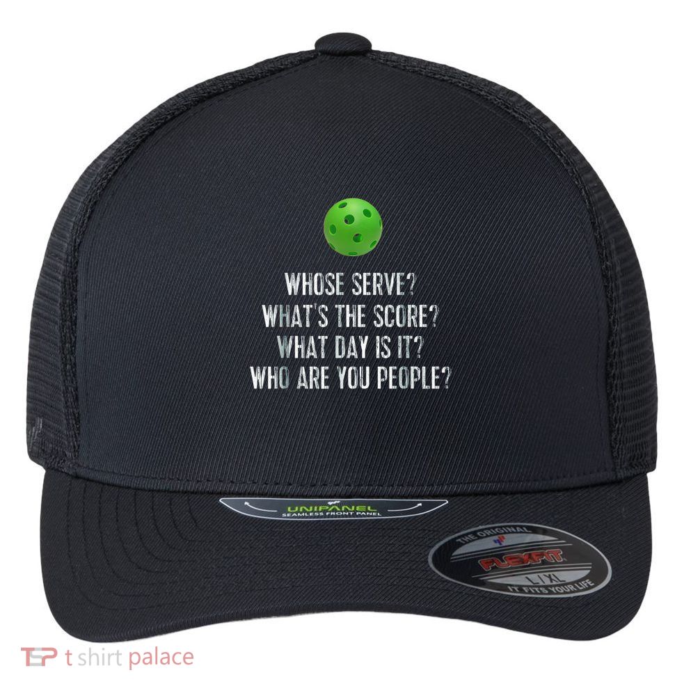 funny pickleball whose serve league pickleball team Flexfit Unipanel Trucker Cap