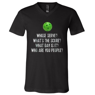 funny pickleball whose serve league pickleball team V-Neck T-Shirt