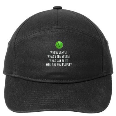 funny pickleball whose serve league pickleball team 7-Panel Snapback Hat