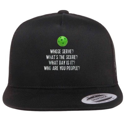 funny pickleball whose serve league pickleball team Flat Bill Trucker Hat