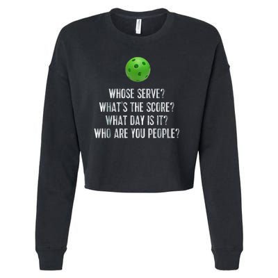 funny pickleball whose serve league pickleball team Cropped Pullover Crew