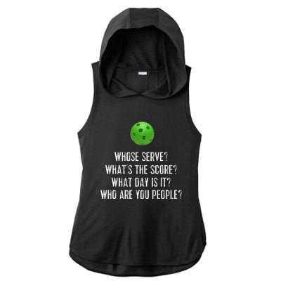 Funny Pickleball Whose Serve League Pickleball Team Ladies PosiCharge Tri-Blend Wicking Draft Hoodie Tank