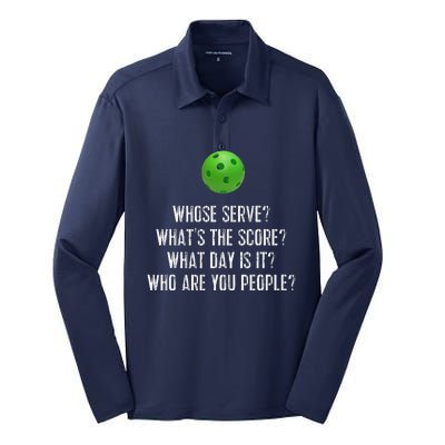 Funny Pickleball Whose Serve League Pickleball Team Silk Touch Performance Long Sleeve Polo