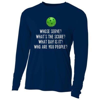 Funny Pickleball Whose Serve League Pickleball Team Cooling Performance Long Sleeve Crew