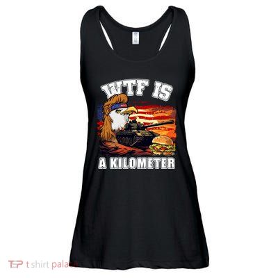 Funny Patriotic Wtf Is A Kilometer Ladies Essential Flowy Tank