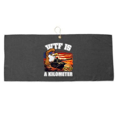 Funny Patriotic Wtf Is A Kilometer Large Microfiber Waffle Golf Towel