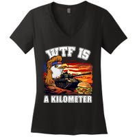 Funny Patriotic Wtf Is A Kilometer Women's V-Neck T-Shirt