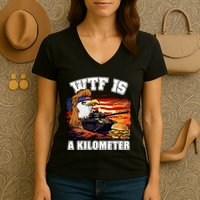Funny Patriotic Wtf Is A Kilometer Women's V-Neck T-Shirt