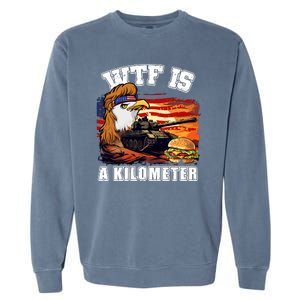 Funny Patriotic Wtf Is A Kilometer Garment-Dyed Sweatshirt