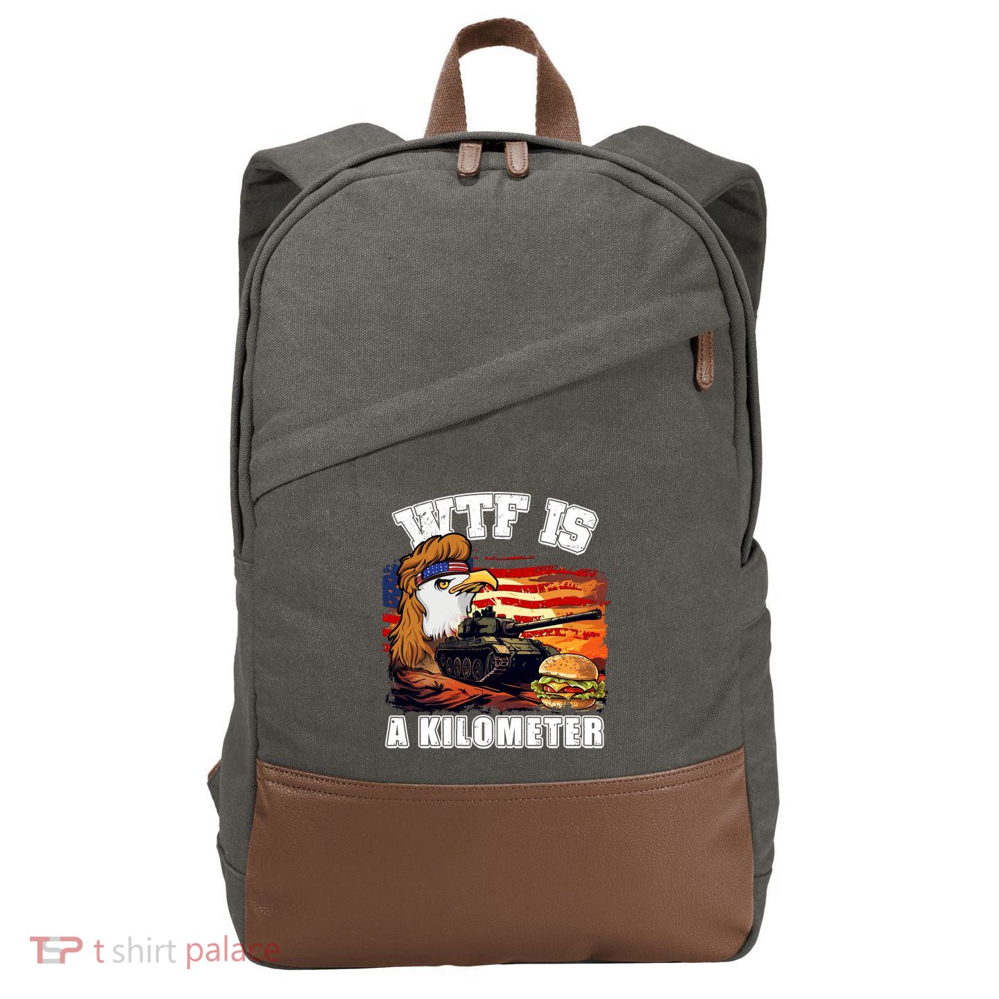 Funny Patriotic Wtf Is A Kilometer Cotton Canvas Backpack