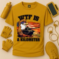 Funny Patriotic Wtf Is A Kilometer Cooling Performance Crew T-Shirt