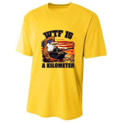 Funny Patriotic Wtf Is A Kilometer Youth Performance Sprint T-Shirt