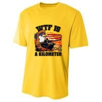 Funny Patriotic Wtf Is A Kilometer Youth Performance Sprint T-Shirt