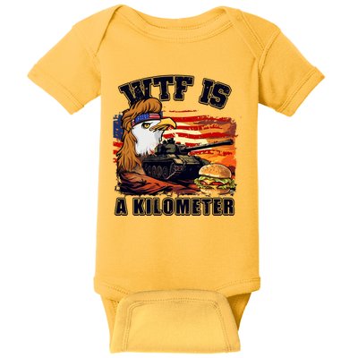 Funny Patriotic Wtf Is A Kilometer Baby Bodysuit