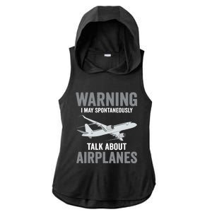 Funny Pilot Warning May Spontaneously Talk About Airplanes Ladies PosiCharge Tri-Blend Wicking Draft Hoodie Tank