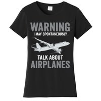 Funny Pilot Warning May Spontaneously Talk About Airplanes Women's T-Shirt