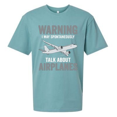 Funny Pilot Warning May Spontaneously Talk About Airplanes Sueded Cloud Jersey T-Shirt