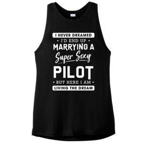 Funny Pilot Wife Gift Ladies PosiCharge Tri-Blend Wicking Tank