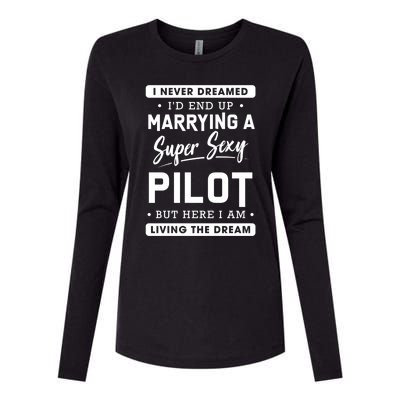 Funny Pilot Wife Gift Womens Cotton Relaxed Long Sleeve T-Shirt