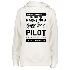 Funny Pilot Wife Gift Womens Funnel Neck Pullover Hood