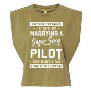 Funny Pilot Wife Gift Garment-Dyed Women's Muscle Tee