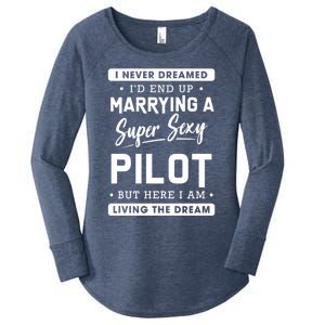 Funny Pilot Wife Gift Women's Perfect Tri Tunic Long Sleeve Shirt