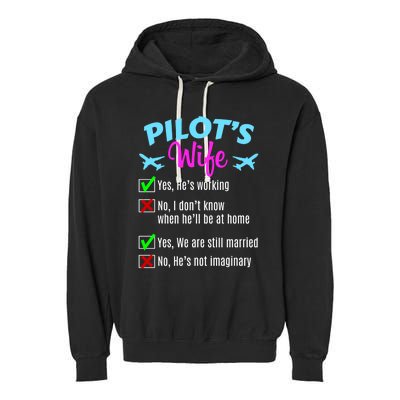 Funny Pilots Wife Gift Garment-Dyed Fleece Hoodie