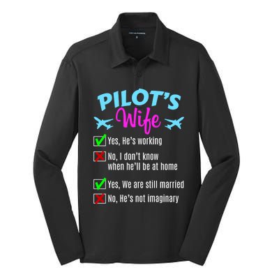 Funny Pilots Wife Gift Silk Touch Performance Long Sleeve Polo