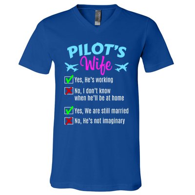 Funny Pilots Wife Gift V-Neck T-Shirt