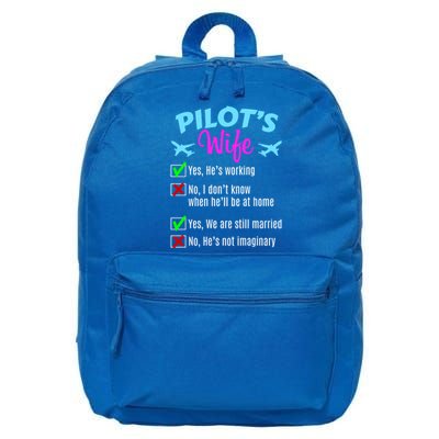 Funny Pilots Wife Gift 16 in Basic Backpack