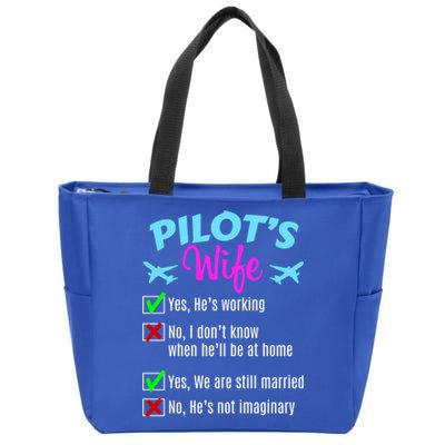 Funny Pilots Wife Gift Zip Tote Bag