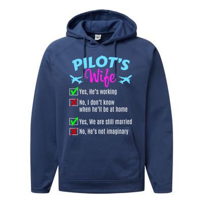 Funny Pilots Wife Gift Performance Fleece Hoodie