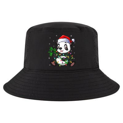 Funny Panda Xmas Lighting Matching Santa Hat Panda Christmas Gift Cool Comfort Performance Bucket Hat