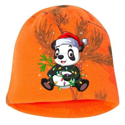 Funny Panda Xmas Lighting Matching Santa Hat Panda Christmas Gift Kati - Camo Knit Beanie