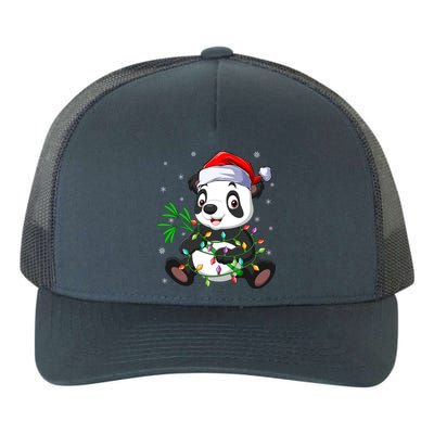 Funny Panda Xmas Lighting Matching Santa Hat Panda Christmas Gift Yupoong Adult 5-Panel Trucker Hat