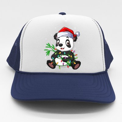 Funny Panda Xmas Lighting Matching Santa Hat Panda Christmas Gift Trucker Hat