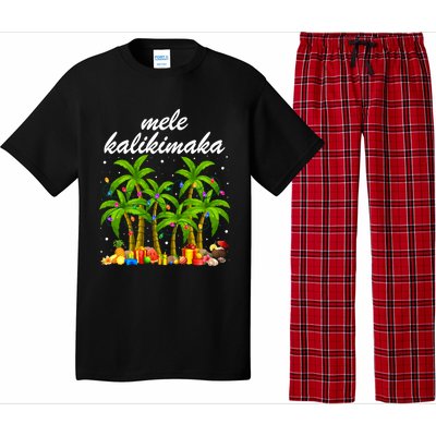 Funny Palm Xmas Lights Mele Kaliki Maka Merry Xmas Hawaiian Gift Pajama Set