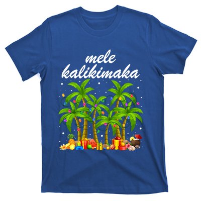 Funny Palm Xmas Lights Mele Kaliki Maka Merry Xmas Hawaiian Gift T-Shirt