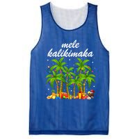 Funny Palm Xmas Lights Mele Kaliki Maka Merry Xmas Hawaiian Gift Mesh Reversible Basketball Jersey Tank