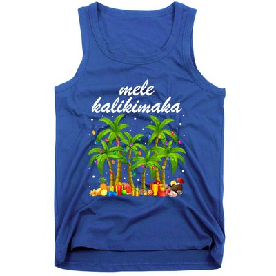 Funny Palm Xmas Lights Mele Kaliki Maka Merry Xmas Hawaiian Gift Tank Top