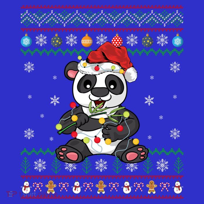 Funny Panda Xmas Gift Santa Hat Ugly Panda Christmas Gift Tall T-Shirt
